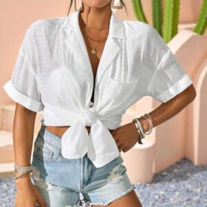 LanaWest Femmes Kimono simple de couleur unie à manches courtes, cache-maillot de plage d'été long