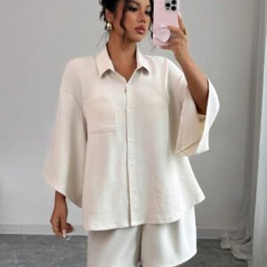 Elenzga Kimono unicolore décontracté et pratique pour femmes, été