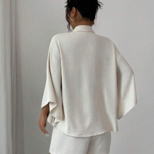 Elenzga Kimono unicolore décontracté et pratique pour femmes, été