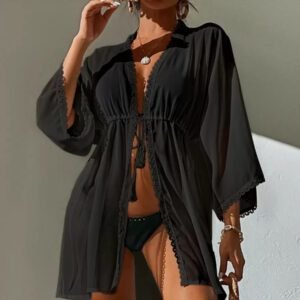 SHEIN Swim Kimono en dentelle à nœud