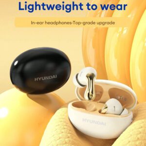HYUNDAI Écouteurs Bluetooth HYUNDAI HY-Y01, conception intra-auriculaire, qualité audio HD surround, microphone sensible pour appels vocaux, affichage de l'alimentation LED, musique, sports, jeux, faible latence, veille ultra-longue, écouteurs sans fil confortables