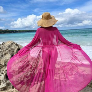 Swim Vcay Kimono à ourlet ondulé à volants manches évasées