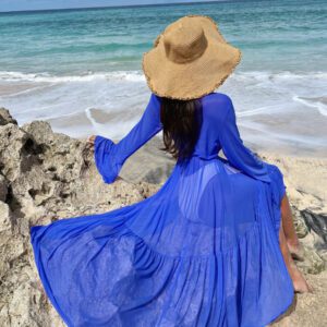 Swim Vcay Kimono à ourlet ondulé à volants manches évasées