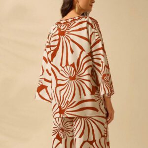 CAJUNI Kimono court couvrant à manches lanternes, imprimé bohème, casual d'été et vacances, style tropical de plage