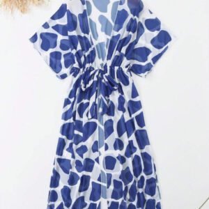 Swim Lushoire 2025 Kimono longue pour couvrir avec taille à cordon et imprimé de points, cache-maillot de plage pour vacances d'été