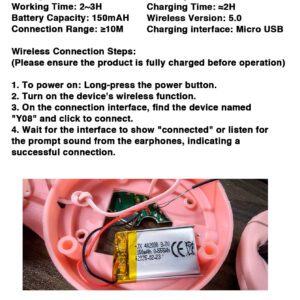 GENAI Casque d'écoute sans fil supra-auriculaire, avec micro, casque stéréo haute fidélité pliable léger, contrôle du volume stéréo avec câble 3,5 mm, pour graves profonds, pour la maison, le bureau, le téléphone portable, le PC, etc.