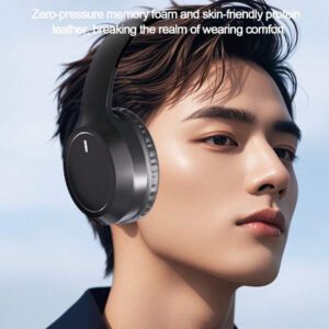 Casque sans fil antibruit, sur-oreille, design rétractable et pliable, convient pour smartphone, cadeau pour le Nouvel An et la Saint-Valentin, USB-C, stéréo Hi-Fi avec basses, appels mains libres clairs