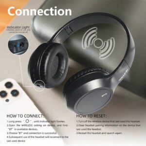 Casque sans fil antibruit, sur-oreille, design rétractable et pliable, convient pour smartphone, cadeau pour le Nouvel An et la Saint-Valentin, USB-C, stéréo Hi-Fi avec basses, appels mains libres clairs