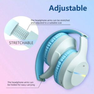 Casque sans fil antibruit, sur-oreille, design rétractable et pliable, convient pour smartphone, cadeau pour le Nouvel An et la Saint-Valentin, USB-C, stéréo Hi-Fi avec basses, appels mains libres clairs