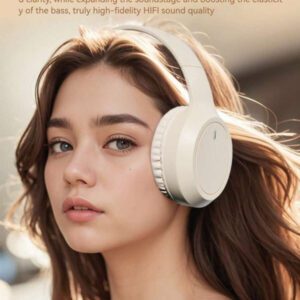 Casque sans fil antibruit, sur-oreille, design rétractable et pliable, convient pour smartphone, cadeau pour le Nouvel An et la Saint-Valentin, USB-C, stéréo Hi-Fi avec basses, appels mains libres clairs