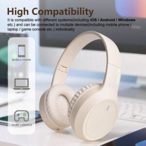 Casque sans fil antibruit, sur-oreille, design rétractable et pliable, convient pour smartphone, cadeau pour le Nouvel An et la Saint-Valentin, USB-C, stéréo Hi-Fi avec basses, appels mains libres clairs