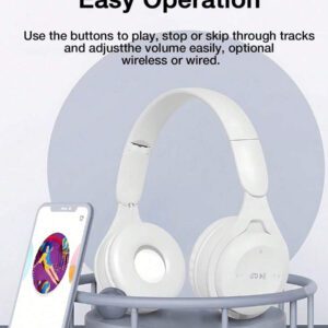 Casque d'écoute sans fil supra-auriculaire, sans fil et filaire, modes TF multiples, ajustement confortable avec microphone, casque stéréo HiFi pliable et léger, graves profonds pour la maison, le bureau, le téléphone portable et l'ordinateur