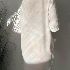 SHEIN Swim Chemise décontractée d'été en fibre de bambou avec boutons, minimaliste et à la mode pour une utilisation quotidienne