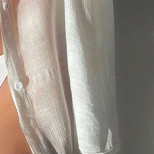 SHEIN Swim Chemise décontractée d'été en fibre de bambou avec boutons, minimaliste et à la mode pour une utilisation quotidienne