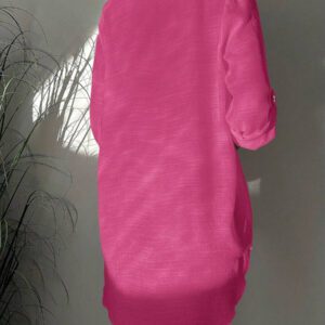 SHEIN Swim Chemise décontractée d'été en fibre de bambou avec boutons, minimaliste et à la mode pour une utilisation quotidienne