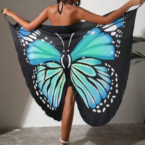 SHEIN Swim Cache-maillot à imprimé papillon croisé