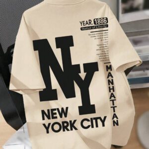 Comfortcana T-shirt à manches courtes à col rond, style graphique anglais minimaliste et décontracté. Coupe ample pour femme, convient pour l'été, unisexe