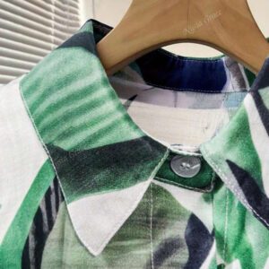 Chemise longue à manches longues imprimée pour femmes - Coupe ample, boutonnée, mi-longue, chemise verte d'Halloween, tenue adulte pour la rentrée scolaire | Blouse imprimée géométrique