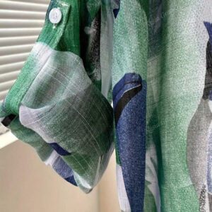 Chemise longue à manches longues imprimée pour femmes - Coupe ample, boutonnée, mi-longue, chemise verte d'Halloween, tenue adulte pour la rentrée scolaire | Blouse imprimée géométrique