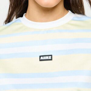 AiiRZ T-shirt court à encolure ronde avec épaulettes tombantes et rayures oversize