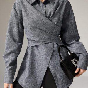 Heiryn Chemise simple décontractée à manches longues et boutonnée devant, pour un port quotidien