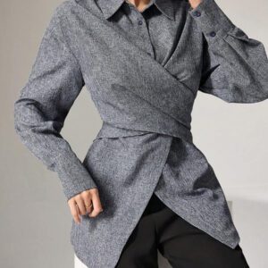 Heiryn Chemise simple décontractée à manches longues et boutonnée devant, pour un port quotidien