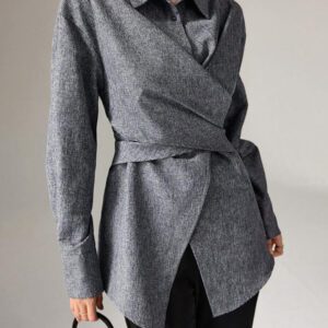 Heiryn Chemise simple décontractée à manches longues et boutonnée devant, pour un port quotidien