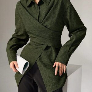 Heiryn Chemise simple décontractée à manches longues et boutonnée devant, pour un port quotidien