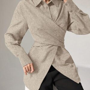 Heiryn Chemise simple décontractée à manches longues et boutonnée devant, pour un port quotidien