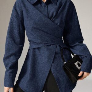 Heiryn Chemise simple décontractée à manches longues et boutonnée devant, pour un port quotidien