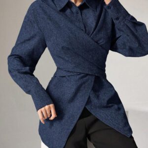 Heiryn Chemise simple décontractée à manches longues et boutonnée devant, pour un port quotidien