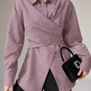 Heiryn Chemise simple décontractée à manches longues et boutonnée devant, pour un port quotidien