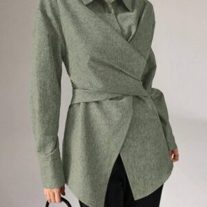 Heiryn Chemise simple décontractée à manches longues et boutonnée devant, pour un port quotidien