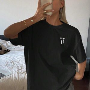 Livesso T-shirt femme à col rond, ample et à manches courtes, de couleur unie. Top d'été pour la plage