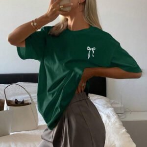 Livesso T-shirt femme à col rond, ample et à manches courtes, de couleur unie. Top d'été pour la plage