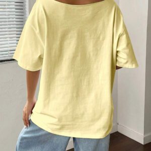 Flirla T-shirt à manches courtes blanc ample et asymétrique avec motifs d'étoile de mer, d'hippocampe et de vie marine, grande taille