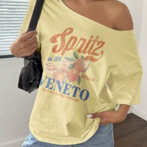 Flirla T-shirt à manches courtes blanc ample et asymétrique avec motifs d'étoile de mer, d'hippocampe et de vie marine, grande taille