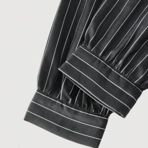 SHEIN MOD Robe femme à manches longues avec volants, imprimé rayures bleues et blanches, croisée devant. Robe de Noël, chemise de Thanksgiving, vêtements d'affaires pour femmes, tenues de plage pour femmes