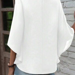 SHEIN Tall Blouse ample décontractée d'été pour femmes avec encolure en V et manches chauve-souris tressées