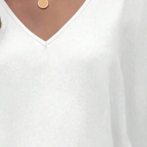 SHEIN Tall Blouse ample décontractée d'été pour femmes avec encolure en V et manches chauve-souris tressées