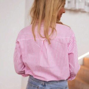 Chemise à manches longues rayée minimaliste décontractée de navetteur