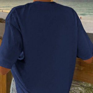 Jouncy Top décontracté bleu marine à col rond et manches courtes pour femme avec motif étoile de mer