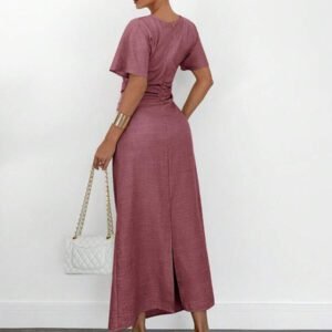 Siren Gaze Robe d'été décontractée en mélange de lin de couleur unie pour femmes