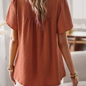 EMERY ROSE Blouse à manches papillon à pois suisse, hauts à manches courtes