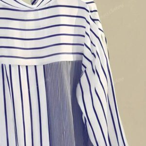 Chemise rayée simple et décontractée pour femme, avec patchwork et boutons, pour le printemps, l'été, l'automne et l'hiver