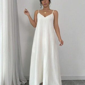 SHEIN PETITE Robe de vacances décontractée mini col en V pour femmes