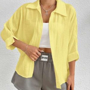 SHEIN PETITE Chemise blanche à manches chauve-souris de couleur blanche unie, de style printanier