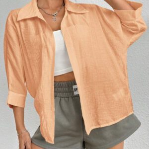 SHEIN PETITE Chemise blanche à manches chauve-souris de couleur blanche unie, de style printanier