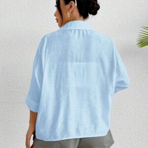 SHEIN PETITE Chemise blanche à manches chauve-souris de couleur blanche unie, de style printanier