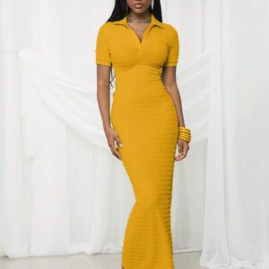 NYA SZN Robe maxi texturée ajustée à manches courtes avec col printanier pour festival d'été, Jour de la Saint-Patrick, vacances, printemps modeste, remise des diplômes, invité de mariage, occasions spéciales, dîner de demoiselle d'honneur, bal de promo